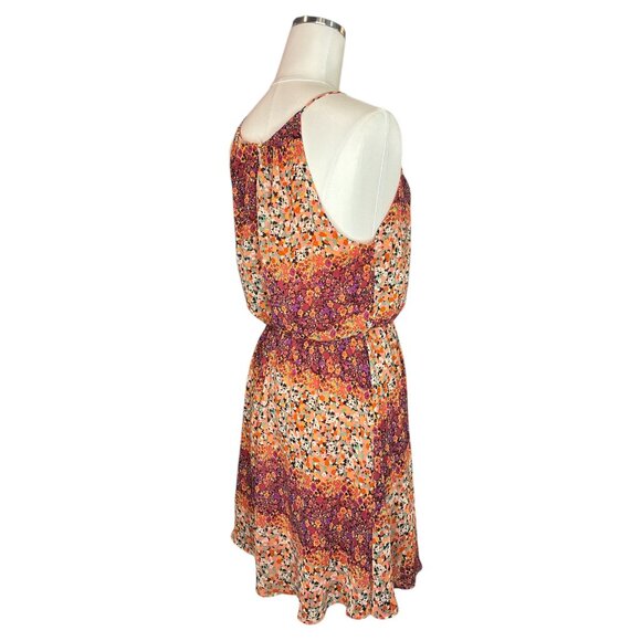 Floral Sleeveless Mini Dress Large Boho Halter Neck Sundress Festival Garden - Picture 12 of 16